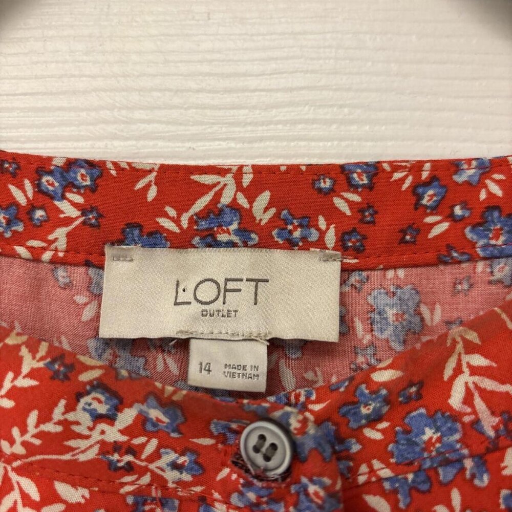 LOFT Red and Blue Floral Mini Dress - Picture 6 of 8